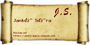 Jankó Sára névjegykártya
