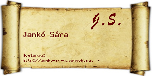 Jankó Sára névjegykártya